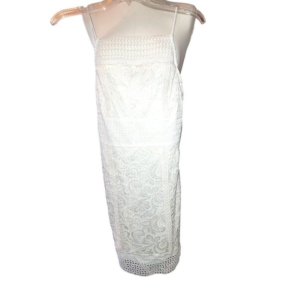 Top Shop Cream White Mini Dress Wedding Lace Style Square Neckline Size 4 JJ3478 - Picture 1 of 8